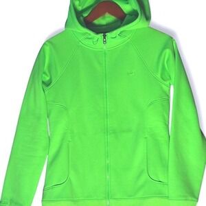 Under Armour Neon Green Performance Zip Up Hoodie Women's Size SM/P Sweatshirt